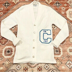 Vintage 70s Bristol Varsity Award Knit Letterman Cardigan Sweater